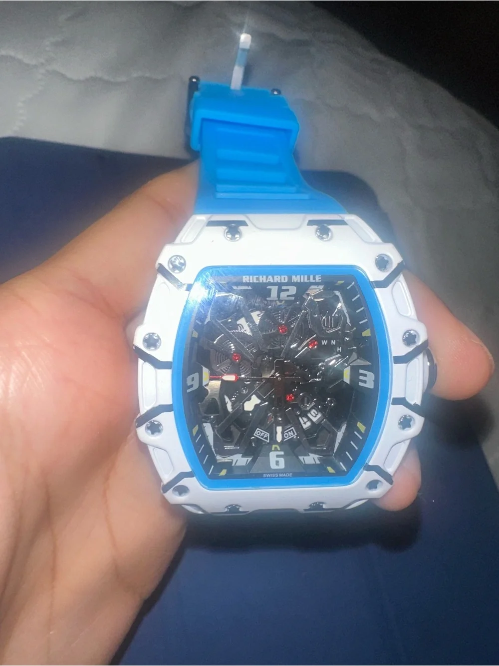 Blue and White Sport Watch